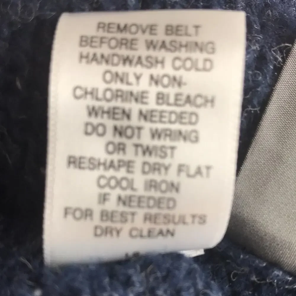 SimplyVera Vera Wang Knit Cardigan Tie Waist Sweater Pockets Marled Navy Large - Picture 15 of 15